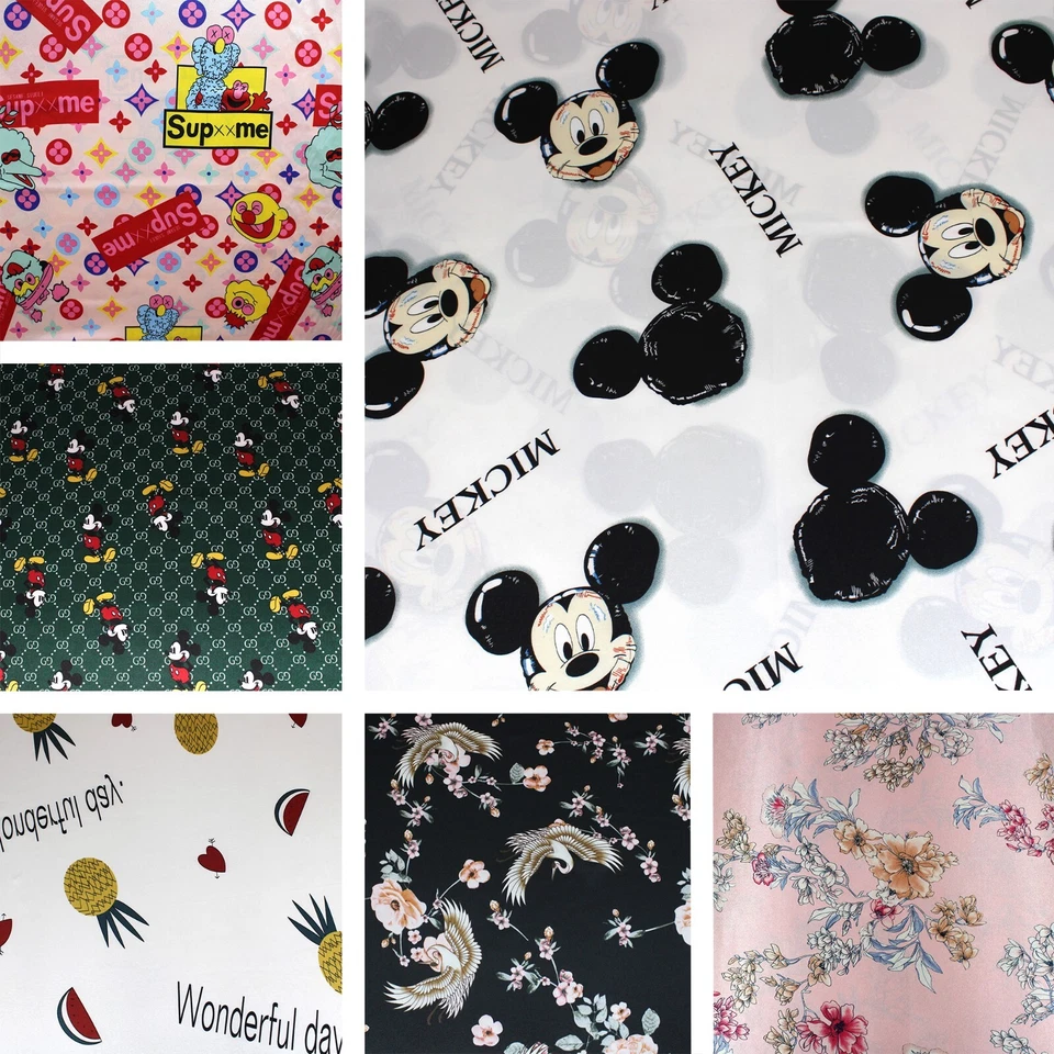 THE FABRIC GUYS 3 Metres Premium Printed Silky Satin Fabric 55" Wide Latest Gorgeous Prints