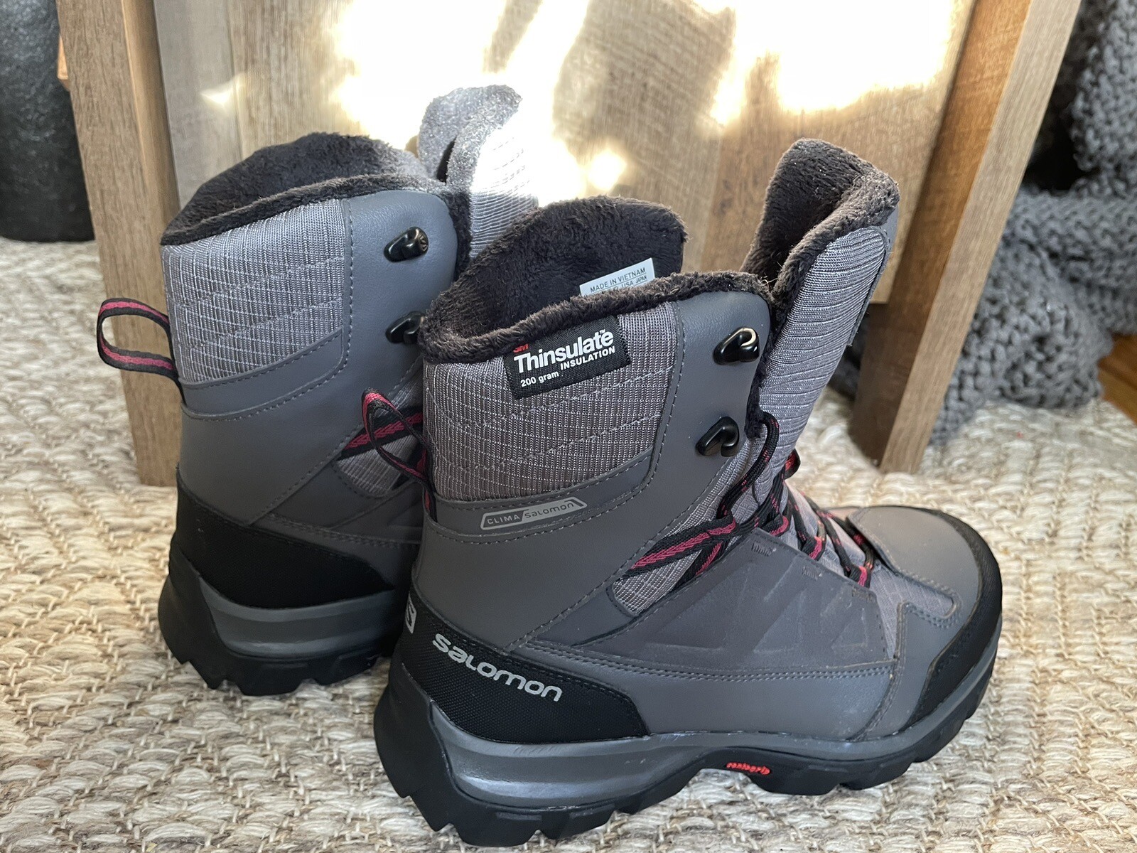 Salomon stivali da trekking invernali freddi da donna grigi taglia 6 5 nuovi senza etichette