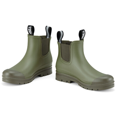 HISEA Women Short Rain Boots Waterproof Hiking Garden Mud Working Chelsea Shoes