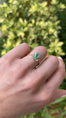 1.79tcw Vintage Styled Colombian Emerald-Marquise Cut & Diamond Accent Ring 14K - Video 1 of 1