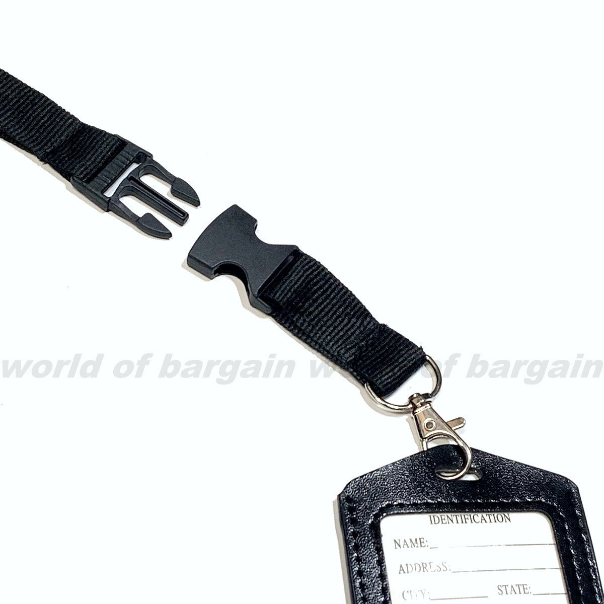 Genuine Leather Id Card Holder Wallet Case With Neck Lanyard & Slots, Oem