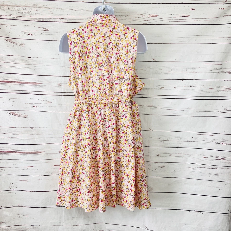 Vestido Camisa Torrid Feminino 2 EUA 2X Rosa Popeline Gola Sem Mangas Floral Novo sem etiquetas - Imagem 4 de 4