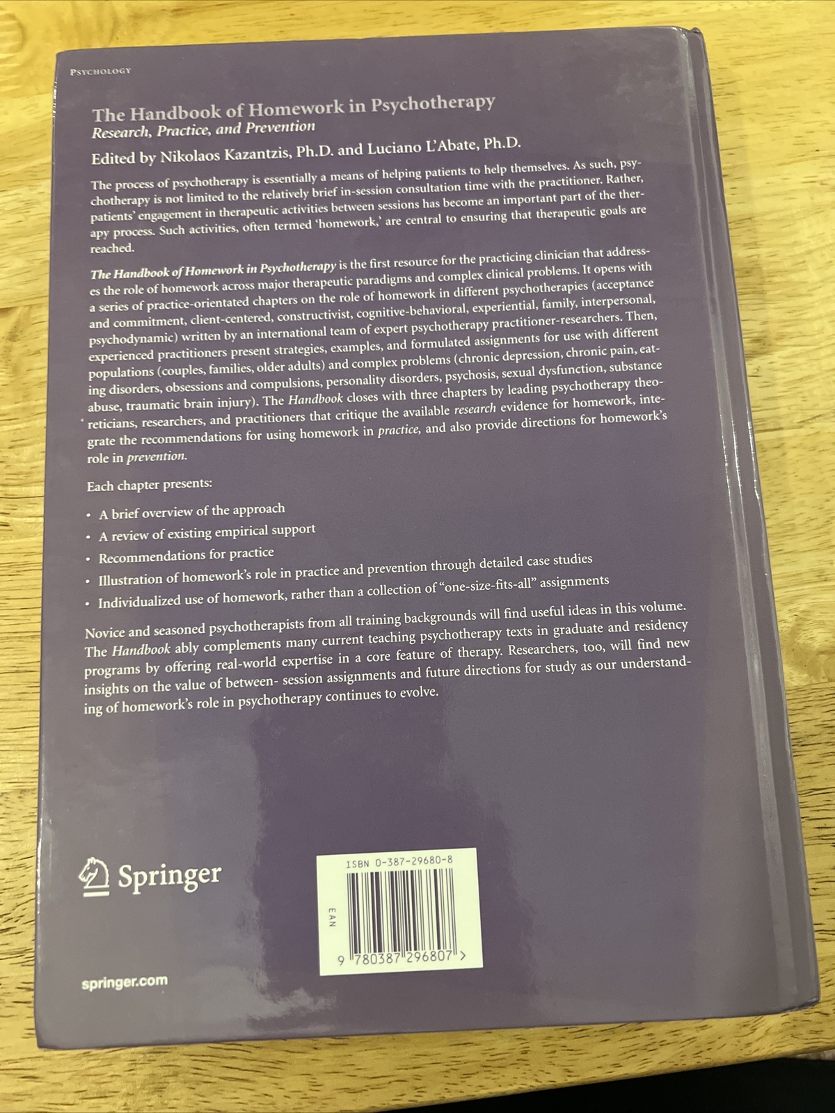 Handbook of Homework Assignments in Psychotherapy: Research, Practice, New 9780387296807 | eBay