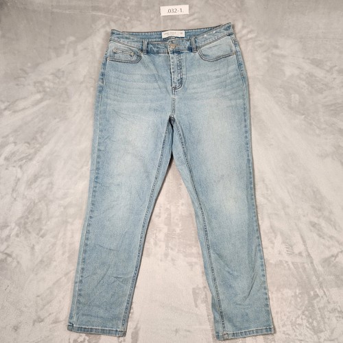 SUZANNE GRAE JEANS SIZE 10 MOM STRETCH BLUE DENIM MID RISE CROPPED
