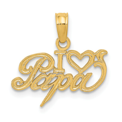 14k Yellow Gold Small I Heart Valentine PAPA Charm Pendant