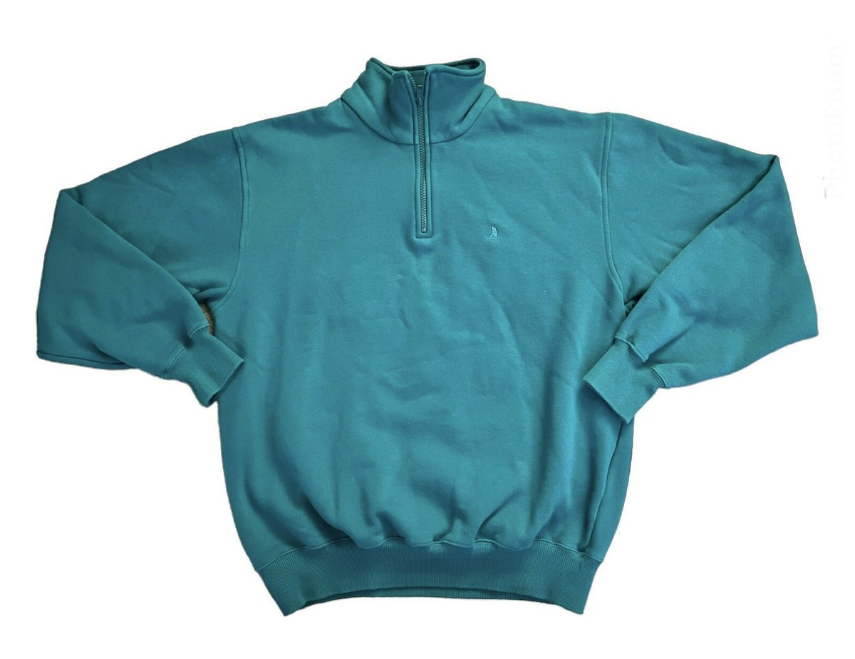 Vintage Teal Green Nordstrom Super Fleece Quarter Zip Pullover 