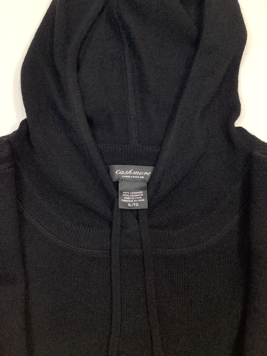 LORD & TAYLOR Size XL 100% Cashmere Pullover Hoodie in Black - Picture 3 of 13