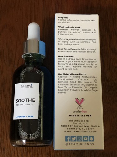 Teami Soothe Tea Infused Face Oil 2 oz 60ml Full Size ~ New in Box!! π - Picture 2 of 3