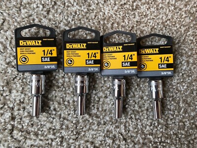 Lot of 4, DeWALT DWMT70840OSP 3/8 Drive X 1/4'' DEEP 6 PT CHROME SAE Socket