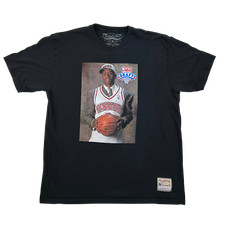Allen Iverson Shirt Mens XL Mitchell Ness Black NBA 76ers Draft Graphic Tee