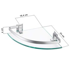 Mensola Angolare in Vetro Mensole da Bagno Mensola Doccia con Barra in Alluminio