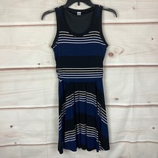 Old Navy Dress Womens Petite PXS Blue Black Striped Scoop Neck Tank Sleeveless