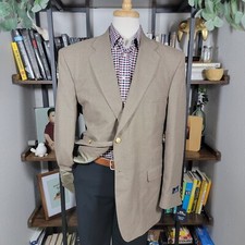 Stafford Men's Sport Coat Blazer Two Button HOPSACK Brown Poly Wool 46L NEW