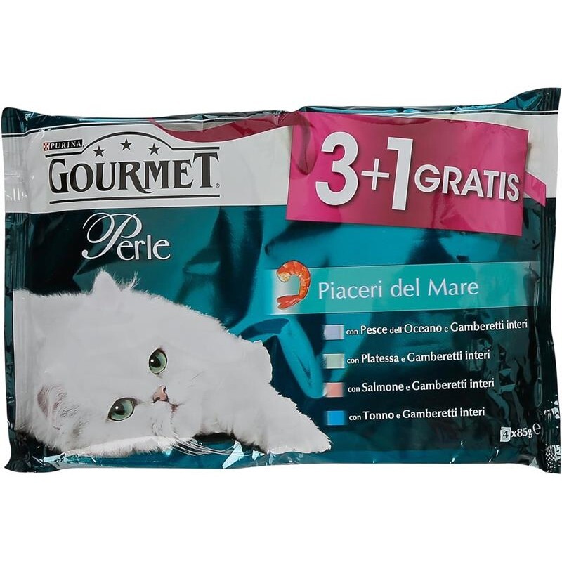 PURINA GOURMET PERLE PIACERE DEL MARE 85 GR X4 PZ CON CARNI DELICATE O OKX
