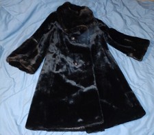 Vintage Glenoit Donnybrook Ltd, Glenorba Fabric Black Faux Fur Coat Womens Sz: M