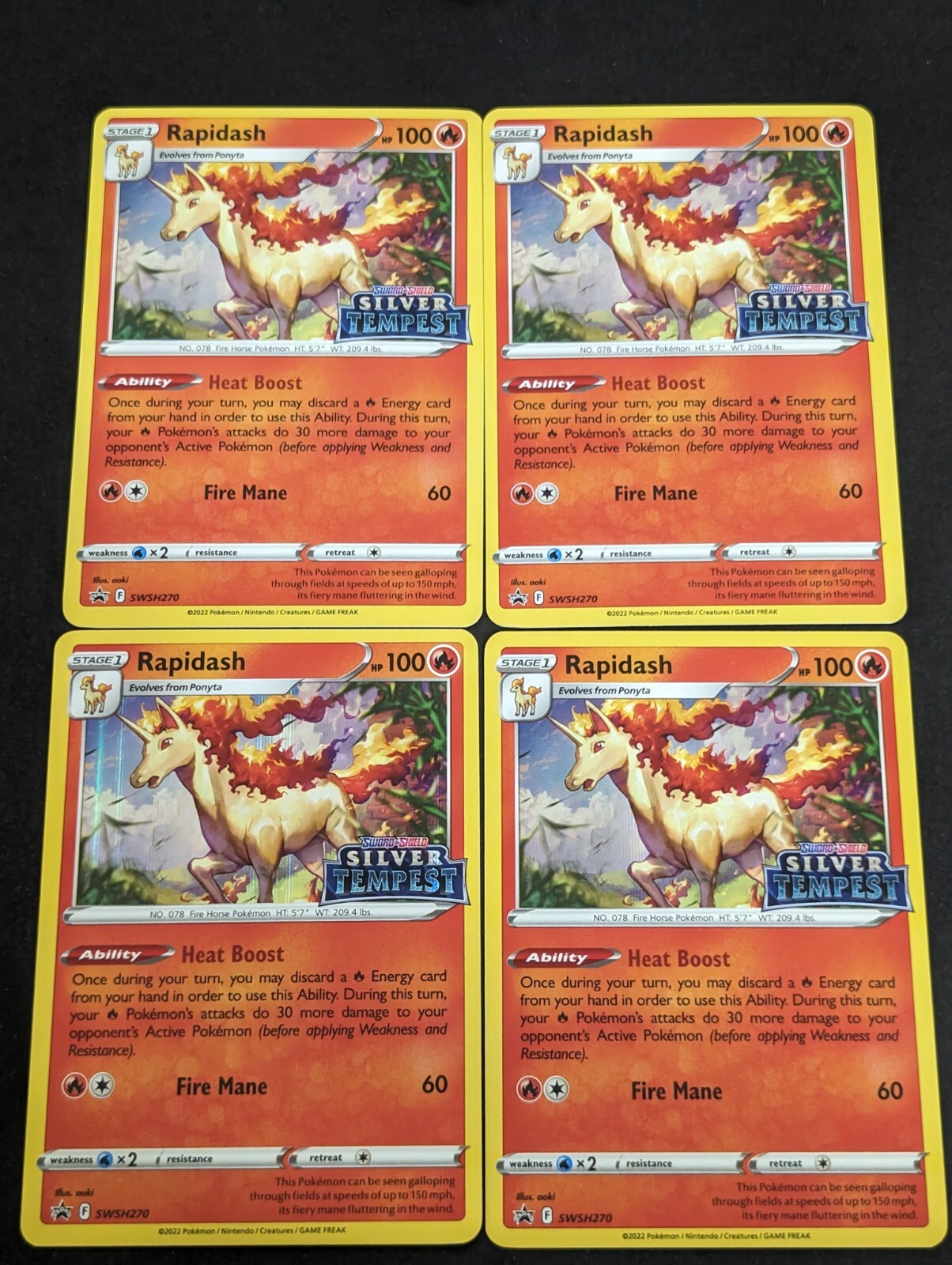 Rapidash SWSH270 Silver Tempest Black Star Promo Pokemon Card NM 4x