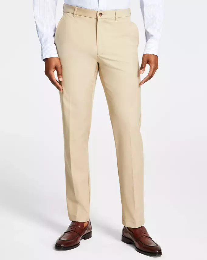 Ralph Lauren Men's Beige Classic-Fit Stretch Trousers Dress Pants 32W 30L