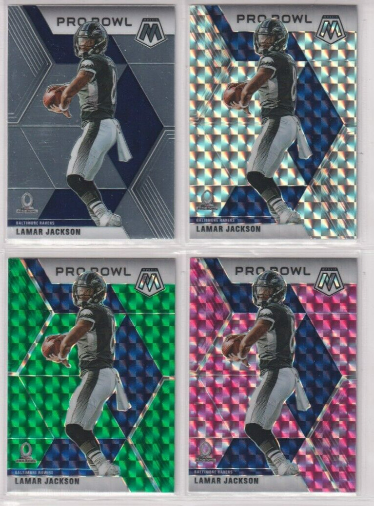 LAMAR JACKSON 2020 Panini Mosaic Prizm RAINBOW Base Silver Green Pink LOT