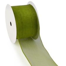 Dark Green Sheer Ribbon, 25 Yards x 2.5 Organza Chiffon Ribbon for Wedding Bi...