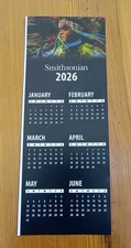 New Smithsonian 2026 Calendar Card 3.25 x 8.5" Two Sided 12 Month Fast Free Ship