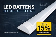 LED Batten Light Ceiling Tube Fluorescent 6500K Daylight 5FT 6FT Batten Profile