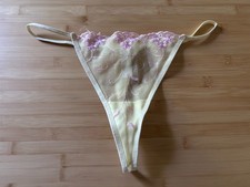 Vintage Secret Treasures Mesh G String Thong Yellow Size 8