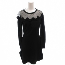 Red Valentino One Piece Dress Knee Length Long Sleeves Xs Black 
