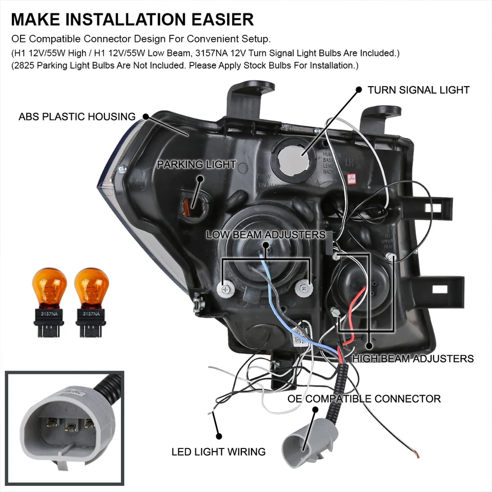 Fits 2005-2008 Frontier 2005-2007 Pathfinder LED Halo Projector Headlights Lamps Foto 4 de 4