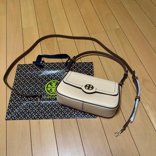 TORY BURCH Leather Logo Crossbody Bag Women off white Genuine