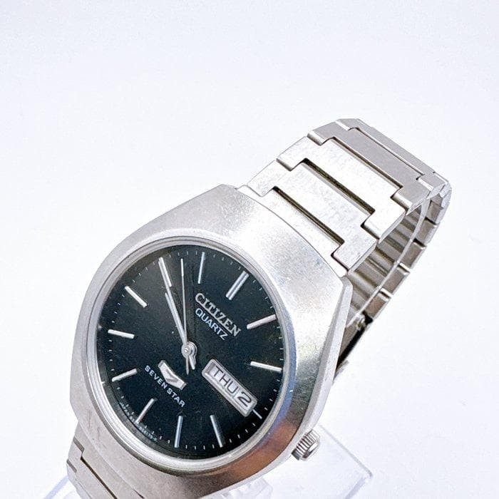Used Working item CITIZEN Men's Watch Quartz Black Dial SEVEN STAR image 5