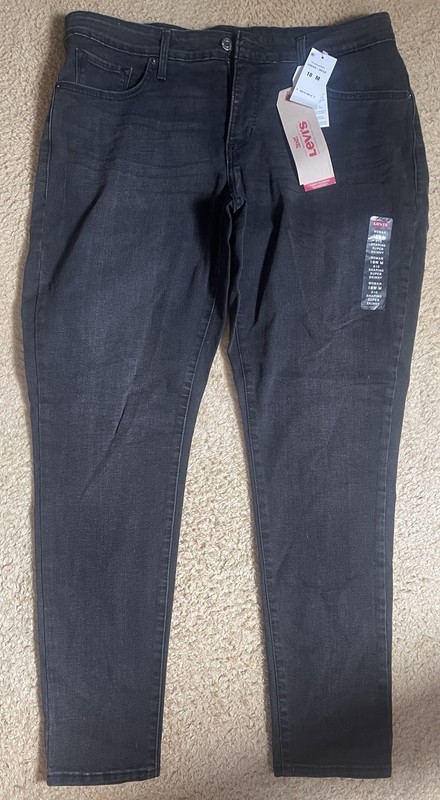 Levis 310 Shaping Super Skinny Womens Size 18W M Mid Rise Dark Gray Jeans