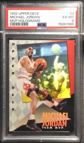 1992 Upper Deck #4 Michael Jordan MVP Holograms Basketball Card PSA 6 EX-MT