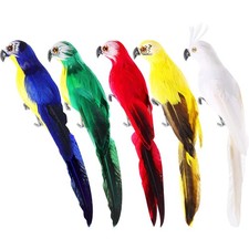 Threan 5 Pcs Fake Parrot Artificial Birds approx. 4.7 inches, Assorted