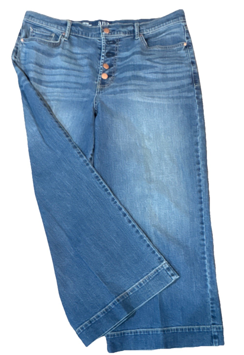 a.n.a Blue Denim Jeans Women High Rise Wide-Leg Cropped Stretch 5-Pocket