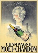 Champagne Moët & Chandon poster pubblicità vintage anni '20 da collezione 70x50