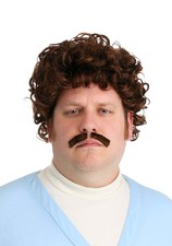 Lovable Luchador Men's Wig and Mustache Costume Kit