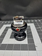 Black And Red Flowered Table Lighter- Made In Japan