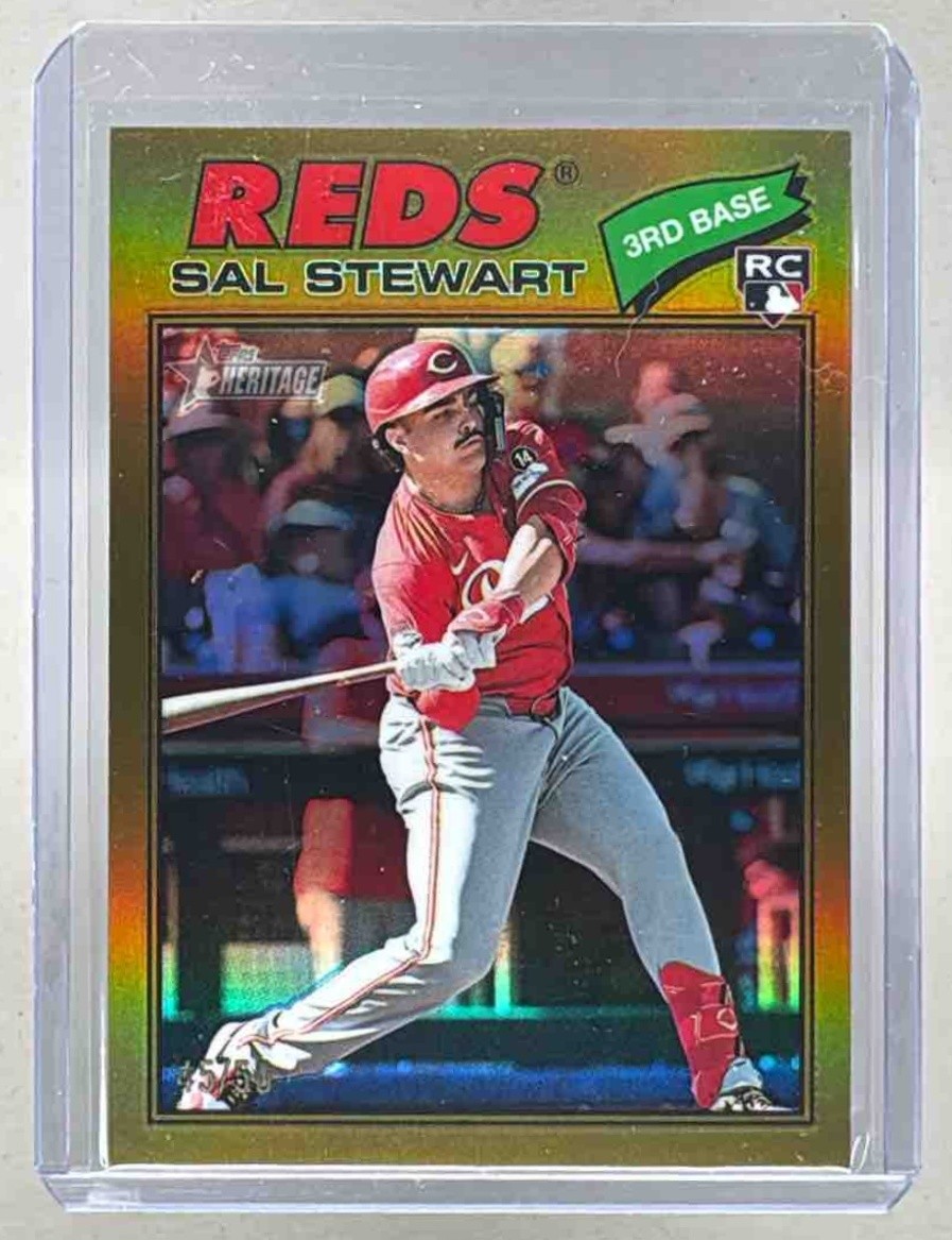 Sal Stewart 2026 Topps Heritage Chrome #221 Gold Refractor Rookie RC /50