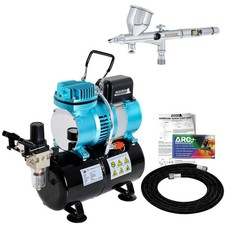 Master Airbrush Air Tank Compressor Kit, G44 Fine Detail 0.2 mm Gravity Airbrush