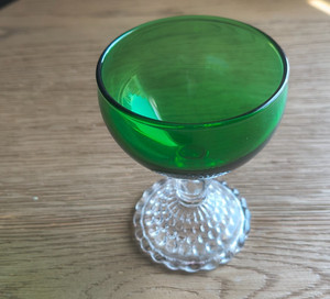 Anchor Hocking No. 300 Line Forest Green Cocktail Glass 4” Tall.  Set Of 4.
