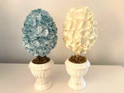 Set of Two (2) ASHLAND Flower Tree Topiaries  in Urns 8''x3'' NEW