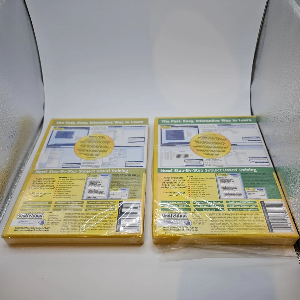 PROFESSOR TEACHES MICROSOFT 2007 PC/CD ROM  X2  NEW SEALED. Excel, Outlook - Image 2 of 2