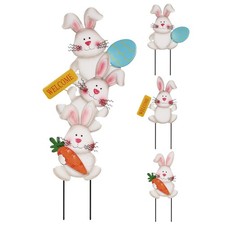 hogardeck Easter Decorations Outdoor, 37 Inch 3 Stacked Cute Bunny Decorative Ga