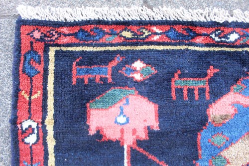 Vintage Worn Hand Made Traditional Oriental Wool Blue Long Runner 280x75cm - Picture 5 of 12