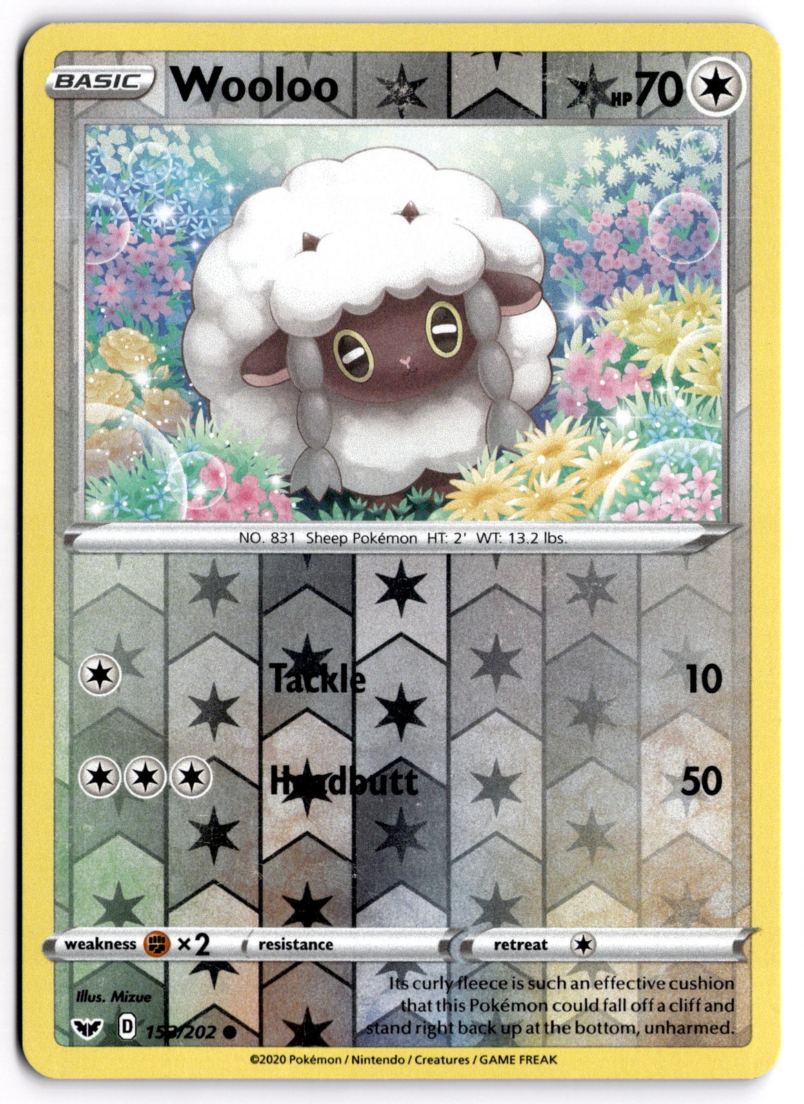 Pokemon TCG Wooloo 153/202 SWSH01: Sword & Shield Base Common Reverse Holo