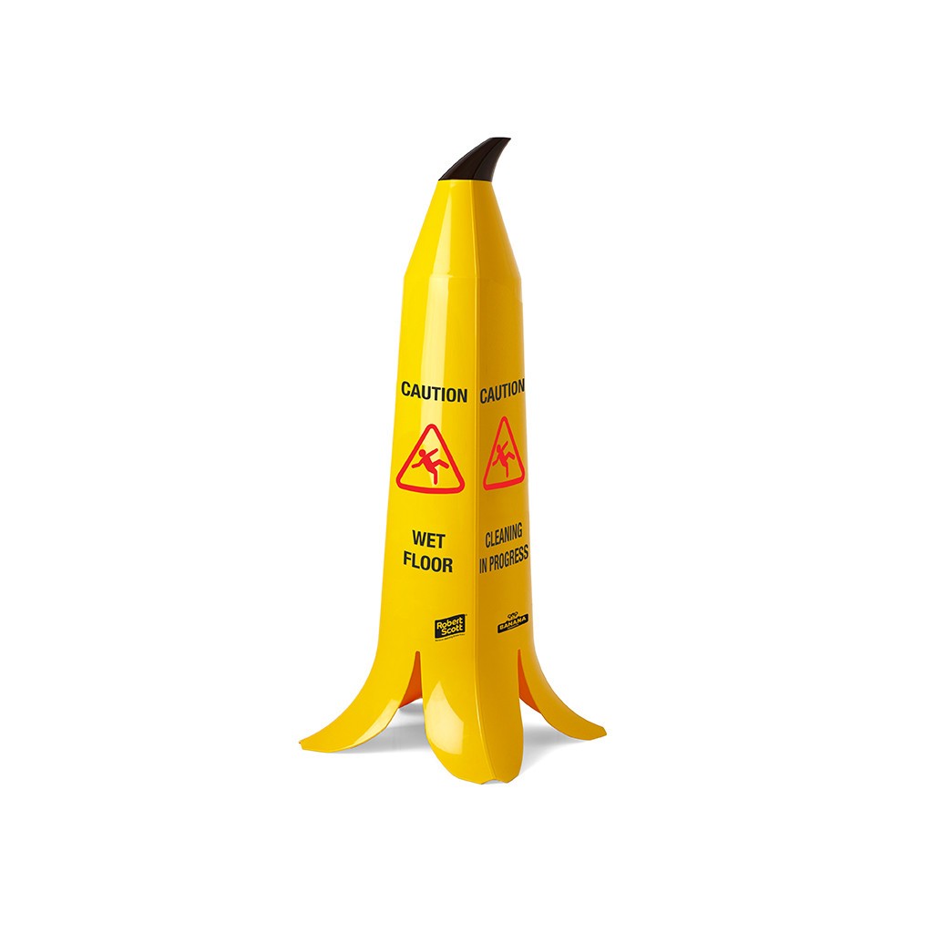 Wet Floor & Caution Cleaning In Progress Warning Hazard Banana Cone