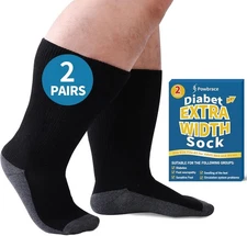 Extra Width Diabetic Socks Men Women-2 Pairs Wide Edema Sock for Swollen Feet...