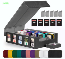 Trading Card Storage Box, 5-Row Case, 3900 Cards, Removable Lid, Black
