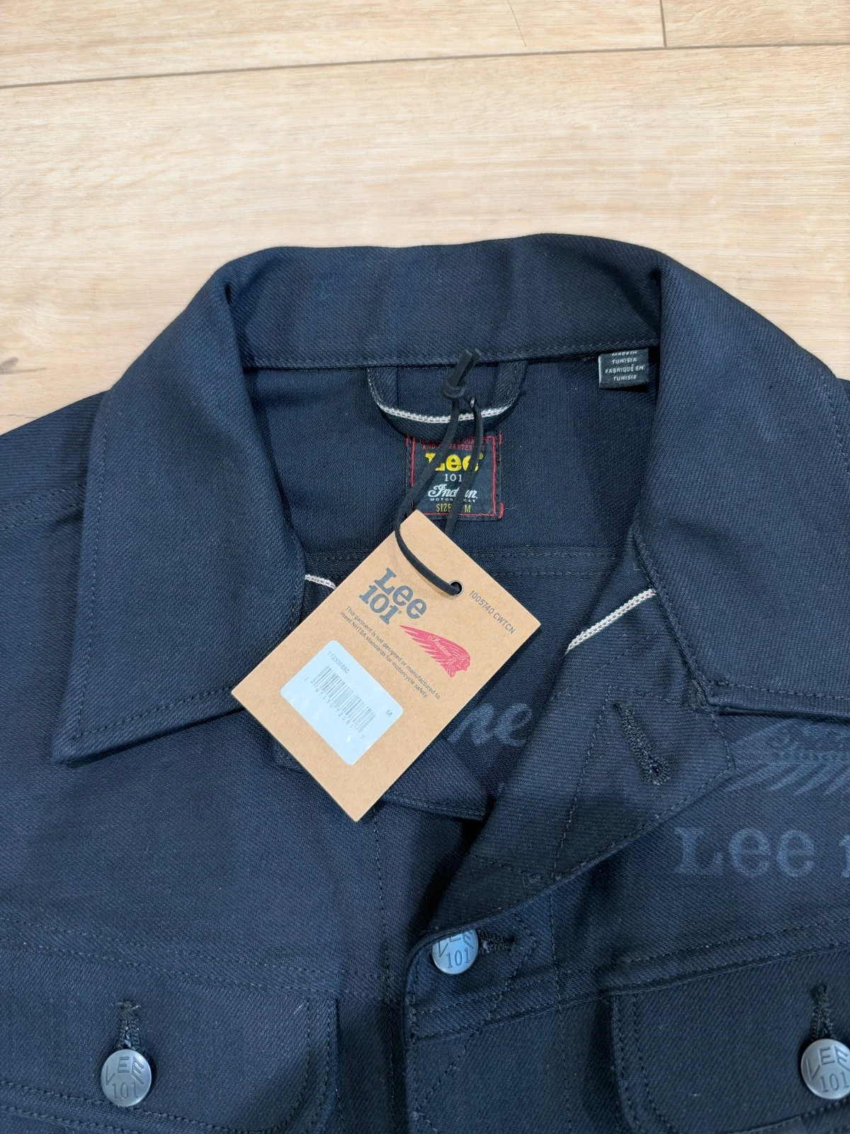 NWT Lee 101 x Indian Motorcycle Rider Jacket Black Selvedge Denim Size M image 2