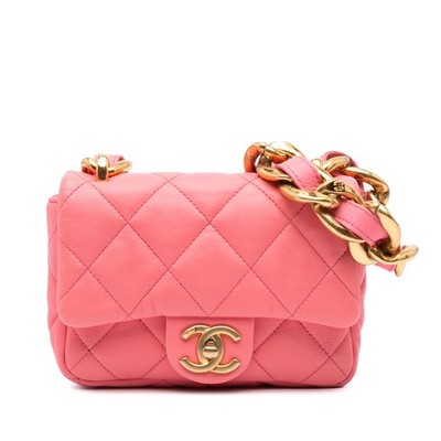Chanel Mini Quilted Lambskin Funky Town Flap Pre-Loved Shoulder Bag Pink